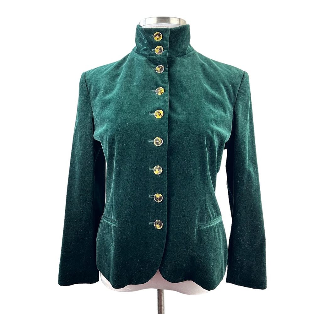 Lauren Ralph Lauren Velvet Blazer Jacket Holiday Green Button Size 16 H13855 - Picture 2 of 12